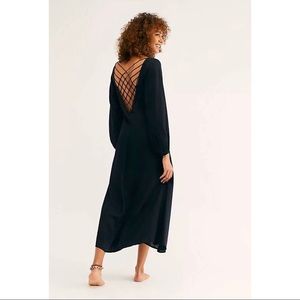 Free People Later Days Midi Dress In Black New